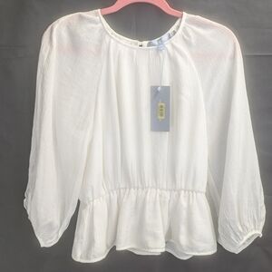 NWT Antonio Melani XS Cream Colored Peasant Top